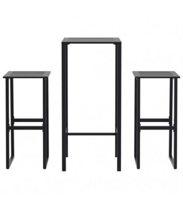 vidaXL 3 Piece Garden Bar Set Black Powder-coated Steel