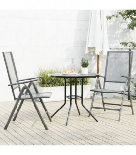 vidaXL Reclining Garden Chair Set 3 pcs Anthracite Powder-coated Steel