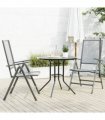 vidaXL Reclining Garden Chair Set 3 pcs Anthracite Powder-coated Steel