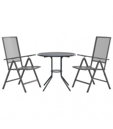 vidaXL Reclining Garden Chair Set 3 pcs Anthracite Powder-coated Steel