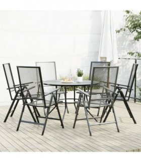 vidaXL Reclining Garden Chair Set 7 pcs Anthracite Powder-coated Steel