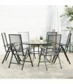 vidaXL Reclining Garden Chair Set 7 pcs Anthracite Powder-coated Steel