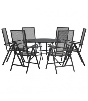 vidaXL Reclining Garden Chair Set 7 pcs Anthracite Powder-coated Steel