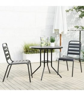 vidaXL Stackable Garden Chair Set 3 pcs Anthracite Powder-coated Steel