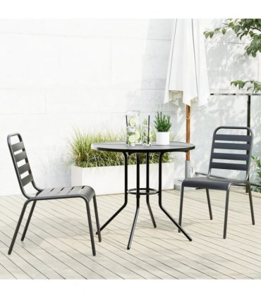 vidaXL Stackable Garden Chair Set 3 pcs Anthracite Powder-coated Steel