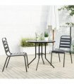 vidaXL Stackable Garden Chair Set 3 pcs Anthracite Powder-coated Steel