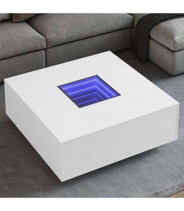 vidaXL Coffee Table with Infinity LED White 100x100x40 cm