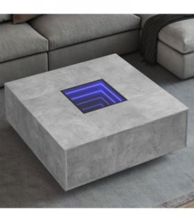 vidaXL Coffee Table with Infinity LED Concrete Grey 100x100x40 cm
