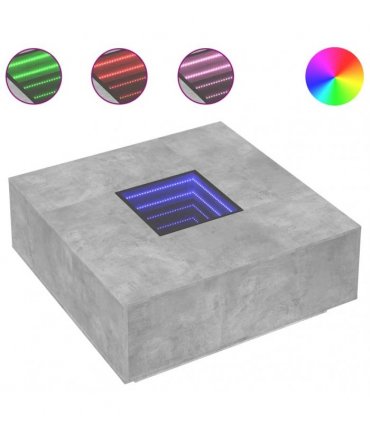 vidaXL Coffee Table with Infinity LED Concrete Grey 100x100x40 cm