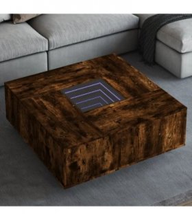 vidaXL Coffee Table with Infinity LED Smoked Oak 100x100x40 cm