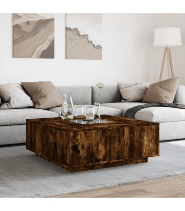 vidaXL Coffee Table with Infinity LED Smoked Oak 100x100x40 cm
