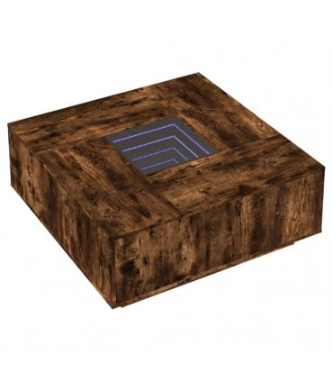 vidaXL Coffee Table with Infinity LED Smoked Oak 100x100x40 cm