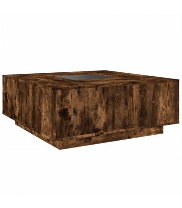 vidaXL Coffee Table with Infinity LED Smoked Oak 100x100x40 cm
