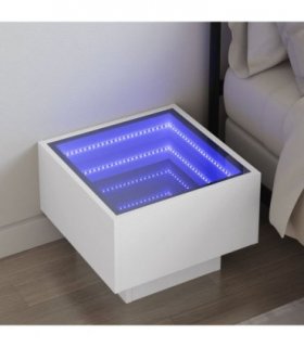 vidaXL Bedside Table with Infinity LED White 40x40x30 cm