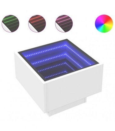 vidaXL Bedside Table with Infinity LED White 40x40x30 cm