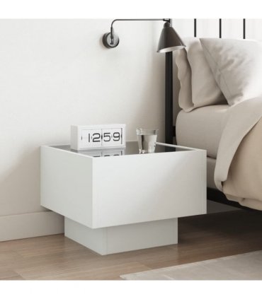 vidaXL Bedside Table with Infinity LED White 40x40x30 cm