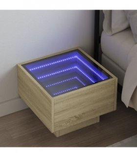 vidaXL Bedside Table with Infinity LED Sonoma Oak 40x40x30 cm
