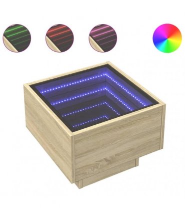 vidaXL Bedside Table with Infinity LED Sonoma Oak 40x40x30 cm