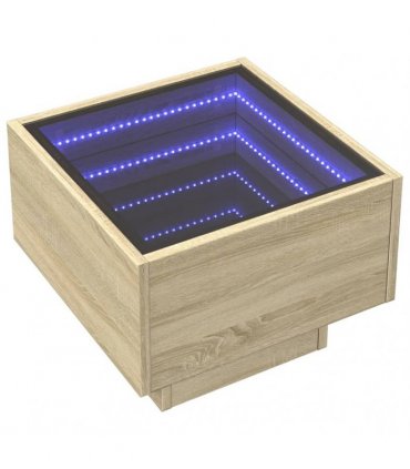 vidaXL Bedside Table with Infinity LED Sonoma Oak 40x40x30 cm