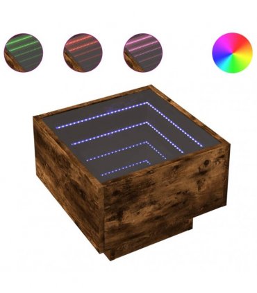vidaXL Bedside Table with Infinity LED Smoked Oak 40x40x30 cm