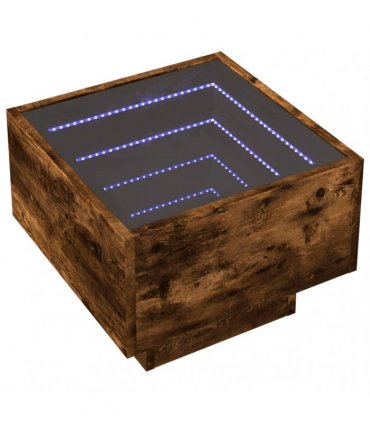 vidaXL Bedside Table with Infinity LED Smoked Oak 40x40x30 cm