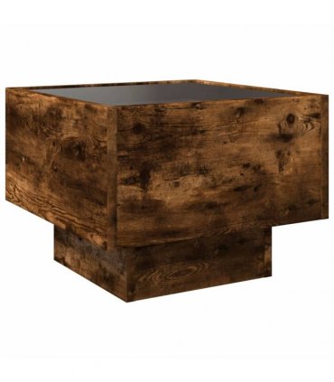 vidaXL Bedside Table with Infinity LED Smoked Oak 40x40x30 cm