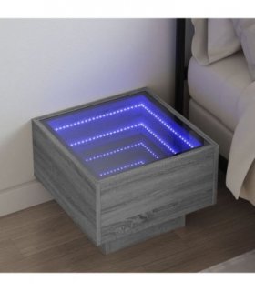 vidaXL Bedside Table with Infinity LED Grey Sonoma 40x40x30 cm