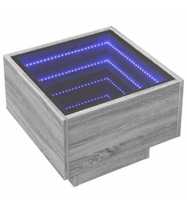 vidaXL Bedside Table with Infinity LED Grey Sonoma 40x40x30 cm
