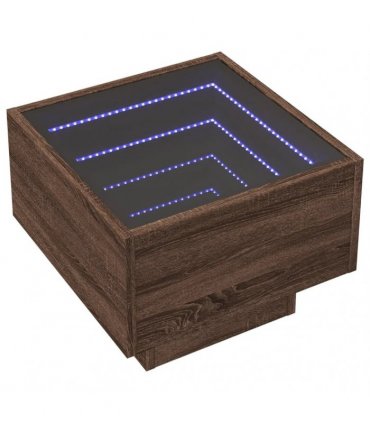 vidaXL Bedside Table with Infinity LED Brown Oak 40x40x30 cm