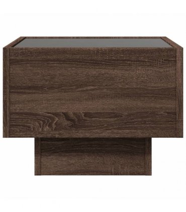 vidaXL Bedside Table with Infinity LED Brown Oak 40x40x30 cm