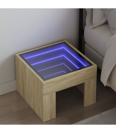 vidaXL Bedside Table with Infinity LED Sonoma Oak 40x40x30 cm