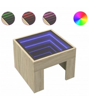 vidaXL Bedside Table with Infinity LED Sonoma Oak 40x40x30 cm