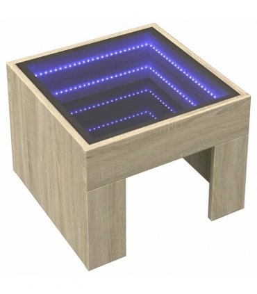 vidaXL Bedside Table with Infinity LED Sonoma Oak 40x40x30 cm