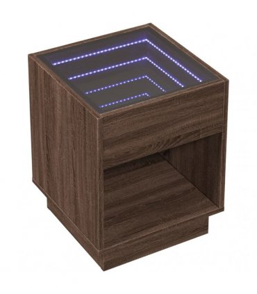 vidaXL Bedside Table with Infinity LED Brown Oak 40x40x50 cm