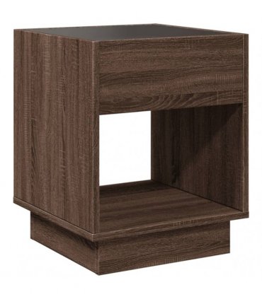 vidaXL Bedside Table with Infinity LED Brown Oak 40x40x50 cm