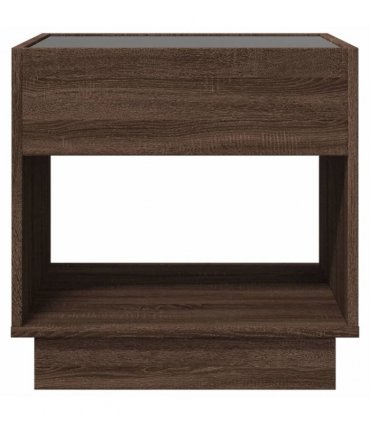vidaXL Bedside Table with Infinity LED Brown Oak 50x50x50 cm