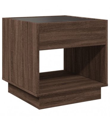 vidaXL Bedside Table with Infinity LED Brown Oak 50x50x50 cm
