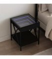 vidaXL Bedside Table with Infinity LED Black 40x40x49 cm