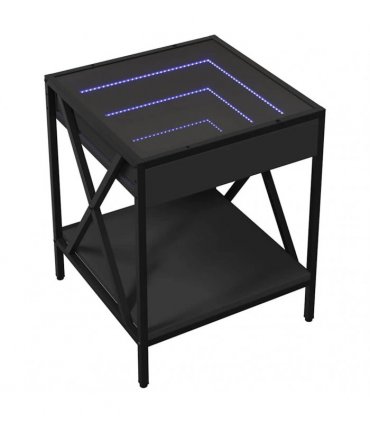 vidaXL Bedside Table with Infinity LED Black 40x40x49 cm