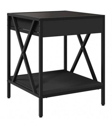 vidaXL Bedside Table with Infinity LED Black 40x40x49 cm