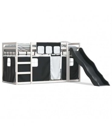 vidaXL Bunk Bed without Mattress with Slide White and Black 90x200 cm