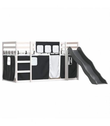 vidaXL Bunk Bed without Mattress with Slide White and Black 90x200 cm