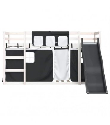 vidaXL Bunk Bed without Mattress with Slide White and Black 90x200 cm