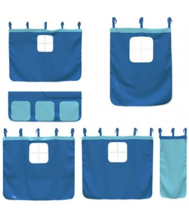 vidaXL Bunk Bed without Mattress with Slide and Curtains Blue 90x200cm