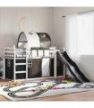 vidaXL Bunk Bed without Mattress with Slide White and Black 90x200 cm