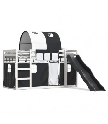 vidaXL Bunk Bed without Mattress with Slide White and Black 90x200 cm