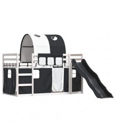 vidaXL Bunk Bed without Mattress with Slide White and Black 90x200 cm