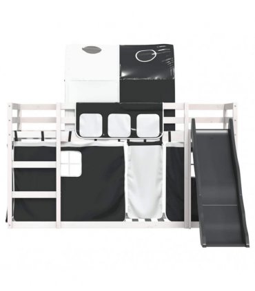 vidaXL Bunk Bed without Mattress with Slide White and Black 90x200 cm