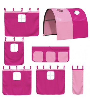 vidaXL Bunk Bed without Mattress with Slide and Curtains Pink 90x200cm