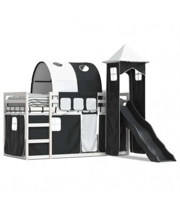 vidaXL Bunk Bed without Mattress with Slide White and Black 90x200 cm